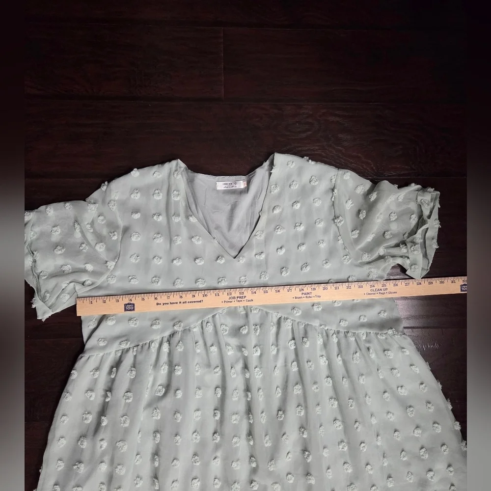 Hbeyyto Light Green Textured Dress Size 3XL - Picture 9 of 10